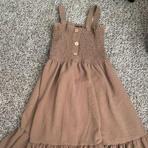 Adorable Tan Dress with Button Accents